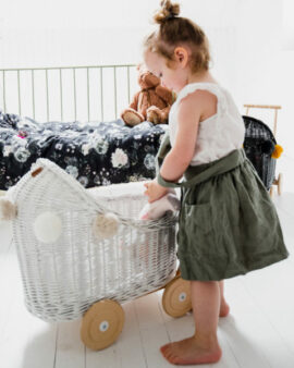 Landeau bas en osier – Doré / Rose / Blanc