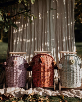 Landeau bas en osier – Doré / Rose / Blanc