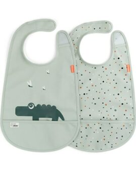 Bavoir avec velcro –  CROCO GREEN Pack de 2