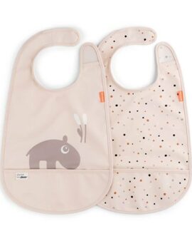 Bavoir avec velcro – OZZO ROSE Pack de 2